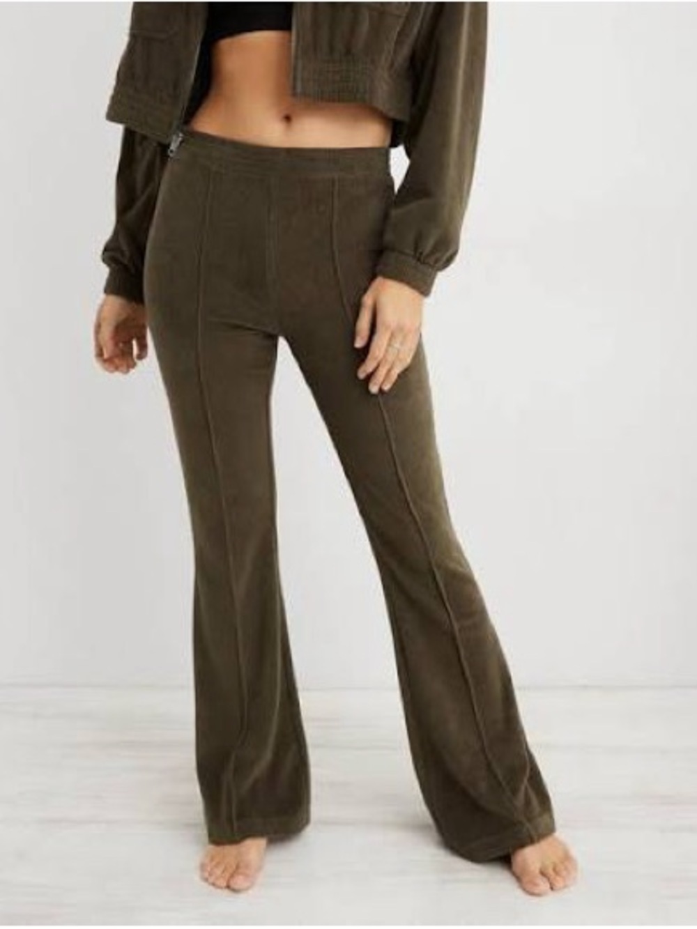 Aerie Groove-On Rib Velour Flare Pants - Picture 4 of 4